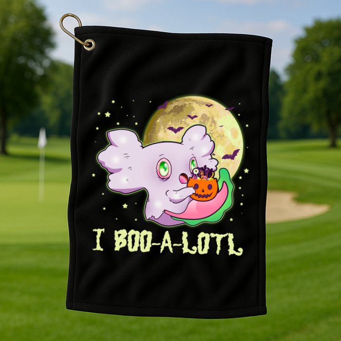 Funny Halloween Axolotl Ghost I Boo A Lotl Golf Towel