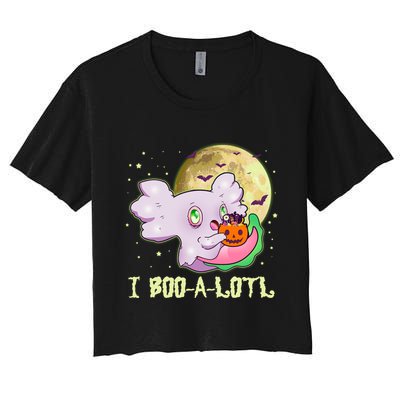 Funny Halloween Axolotl Ghost I Boo A Lotl Crop Top