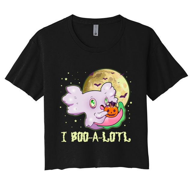 Funny Halloween Axolotl Ghost I Boo A Lotl Crop Top