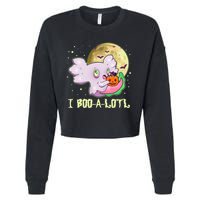 Funny Halloween Axolotl Ghost I Boo A Lotl Cropped Pullover Crew