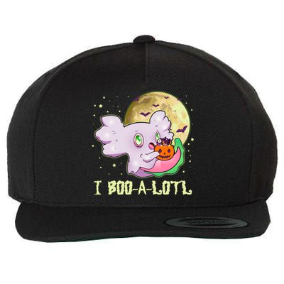 Funny Halloween Axolotl Ghost I Boo A Lotl Wool Snapback Cap