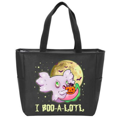 Funny Halloween Axolotl Ghost I Boo A Lotl Zip Tote Bag