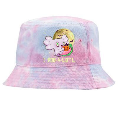 Funny Halloween Axolotl Ghost I Boo A Lotl Tie-Dyed Bucket Hat