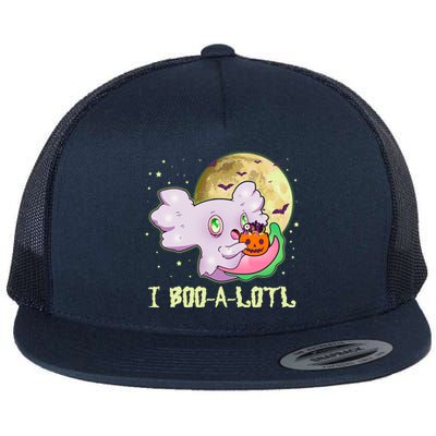 Funny Halloween Axolotl Ghost I Boo A Lotl Flat Bill Trucker Hat