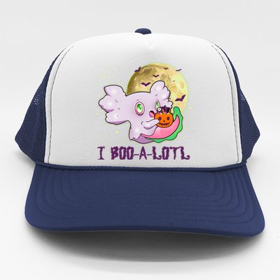 Funny Halloween Axolotl Ghost I Boo A Lotl Trucker Hat