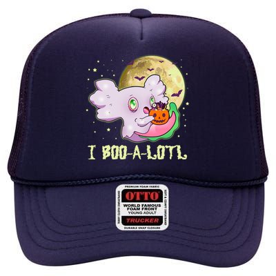 Funny Halloween Axolotl Ghost I Boo A Lotl High Crown Mesh Back Trucker Hat