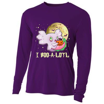 Funny Halloween Axolotl Ghost I Boo A Lotl Cooling Performance Long Sleeve Crew