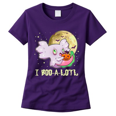 Funny Halloween Axolotl Ghost I Boo A Lotl Womens T-Shirt