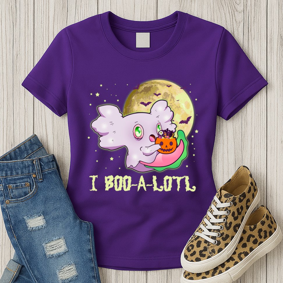 Funny Halloween Axolotl Ghost I Boo A Lotl Womens T-Shirt