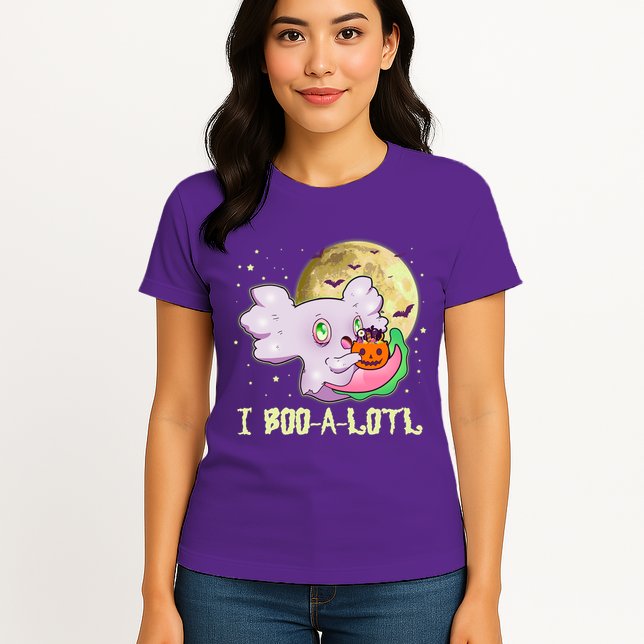 Funny Halloween Axolotl Ghost I Boo A Lotl Womens T-Shirt