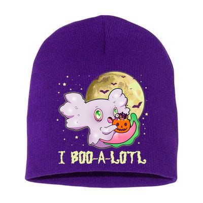 Funny Halloween Axolotl Ghost I Boo A Lotl Short Acrylic Beanie