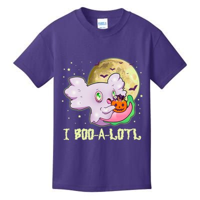 Funny Halloween Axolotl Ghost I Boo A Lotl Kids T-Shirt
