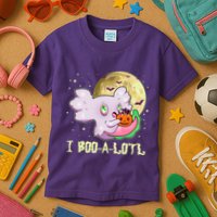 Funny Halloween Axolotl Ghost I Boo A Lotl Kids T-Shirt