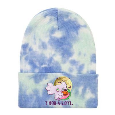 Funny Halloween Axolotl Ghost I Boo A Lotl Tie Dye 12in Knit Beanie