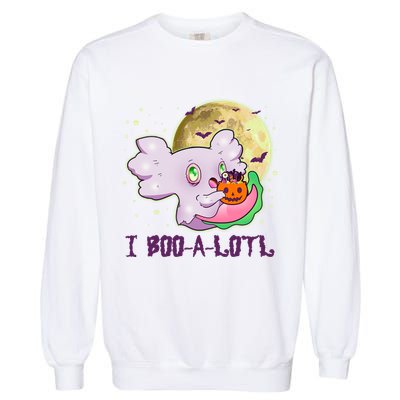 Funny Halloween Axolotl Ghost I Boo A Lotl Garment-Dyed Sweatshirt