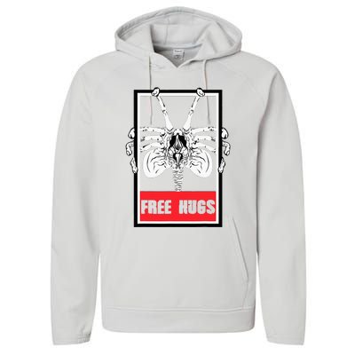 Free Hugs Alien Sci Fi Valentines Performance Fleece Hoodie