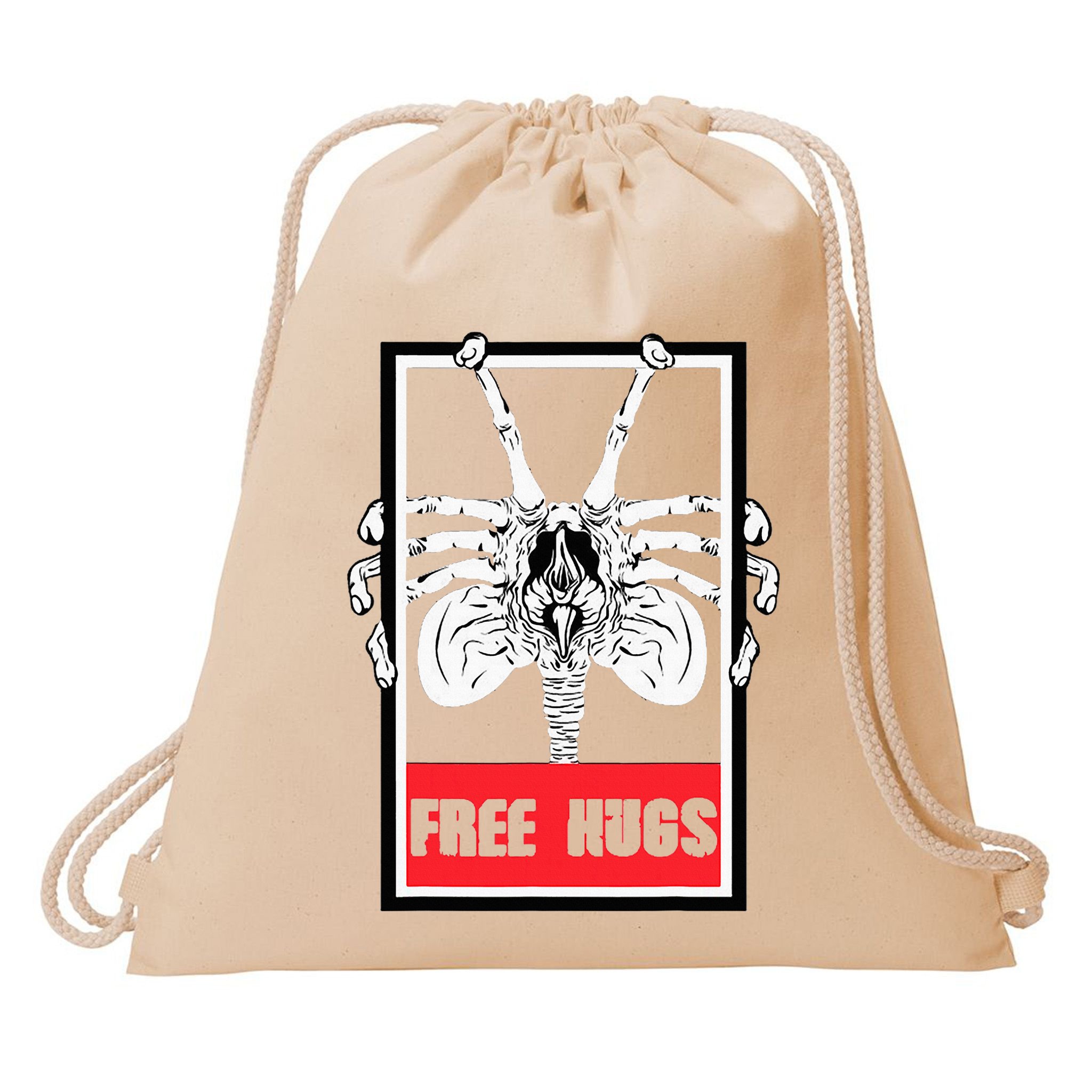 Free Hugs Alien Sci Fi Valentines Drawstring Bag