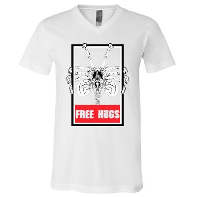 Free Hugs Alien Sci Fi Valentines V-Neck T-Shirt