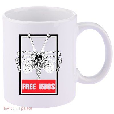 Free Hugs Alien Sci Fi Valentines 11oz C Handle Ceramic Mug