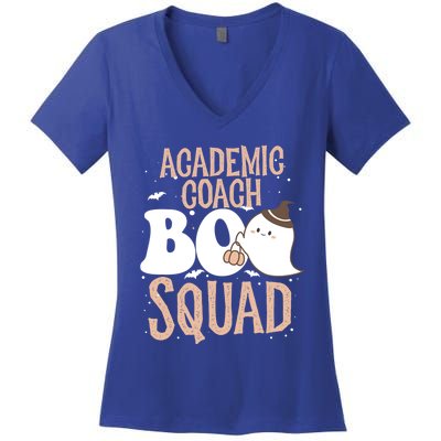 Funny Halloween Academic Coach Boo Squad Costume Teacher Meaningful Gift Women's V-Neck T-Shirt