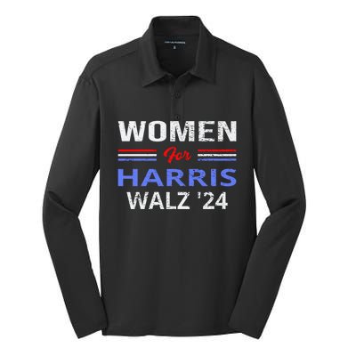 For Harris And Walz Distressed Gift Silk Touch Performance Long Sleeve Polo