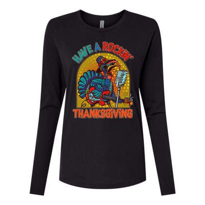 Funny Have A Rockin' Thanksgiving Rocker Turkey Womens Cotton Relaxed Long Sleeve T-Shirt