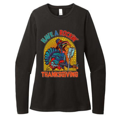 Funny Have A Rockin' Thanksgiving Rocker Turkey Womens CVC Long Sleeve Shirt