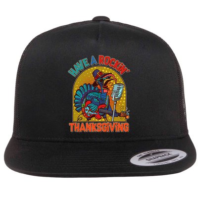 Funny Have A Rockin' Thanksgiving Rocker Turkey Flatbill Hat