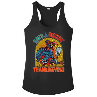 Funny Have A Rockin' Thanksgiving Rocker Turkey Ladies PosiCharge Competitor Racerback Tank