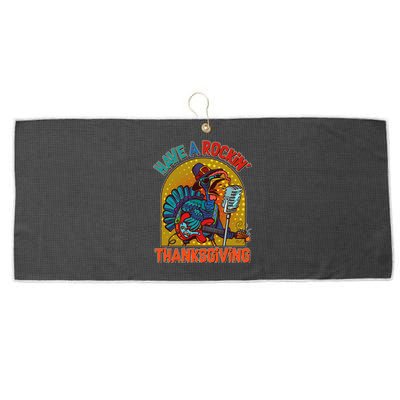 Funny Have A Rockin' Thanksgiving Rocker Turkey Large Microfiber Waffle Golf Towel