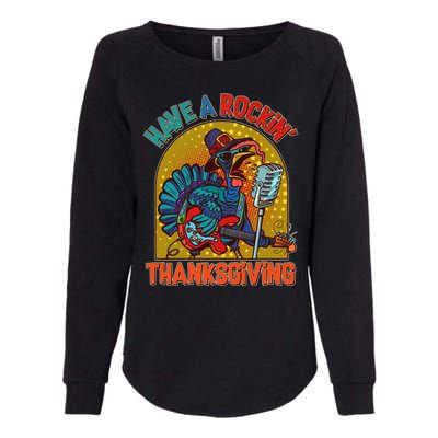 Funny Have A Rockin' Thanksgiving Rocker Turkey Womens California Wash Sweatshirt