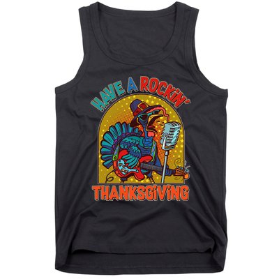 Funny Have A Rockin' Thanksgiving Rocker Turkey Tank Top