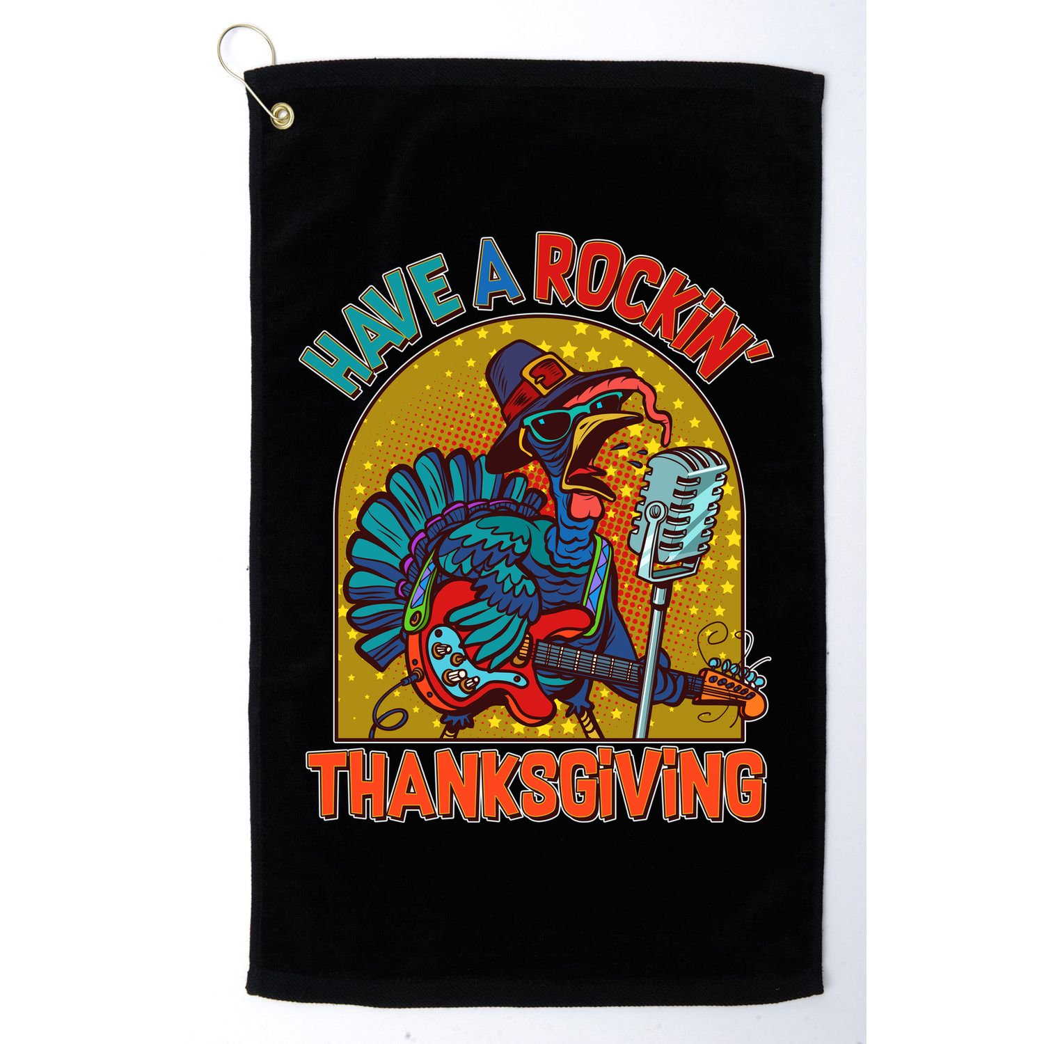 Funny Have A Rockin' Thanksgiving Rocker Turkey Golf Towel