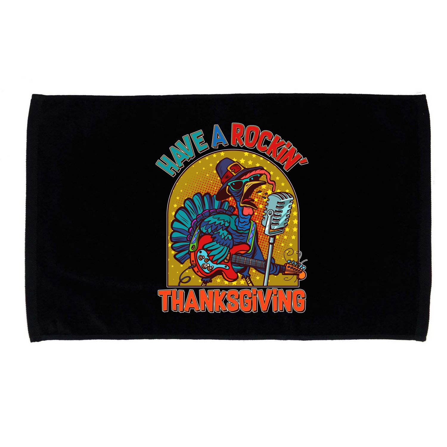 Funny Have A Rockin' Thanksgiving Rocker Turkey Microfiber Hand Towel