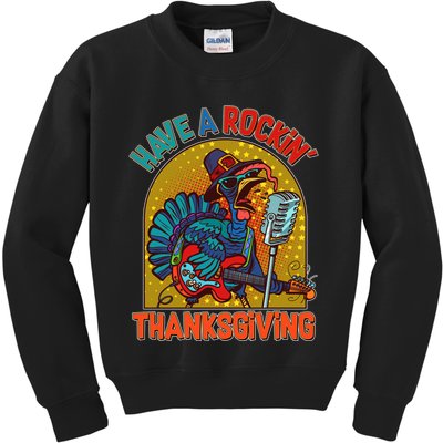 Funny Have A Rockin' Thanksgiving Rocker Turkey Kids Sweatshirt