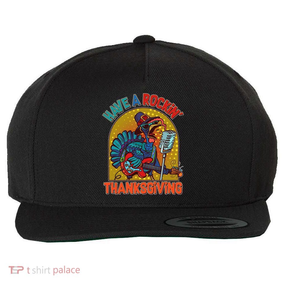 Funny Have A Rockin' Thanksgiving Rocker Turkey Wool Snapback Cap