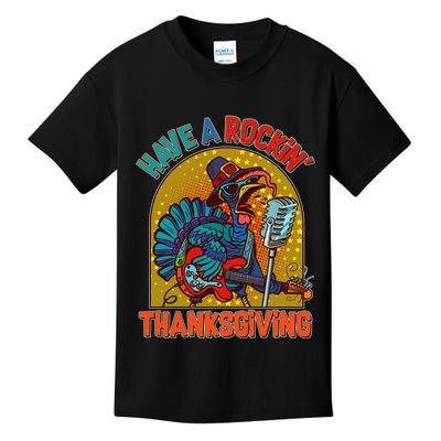 Funny Have A Rockin' Thanksgiving Rocker Turkey Kids T-Shirt