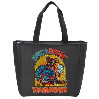 Funny Have A Rockin' Thanksgiving Rocker Turkey Zip Tote Bag
