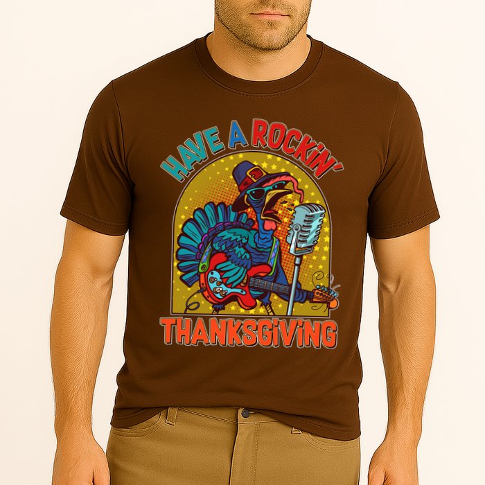 Funny Have A Rockin' Thanksgiving Rocker Turkey Cooling Performance Crew T-Shirt