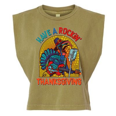 Funny Have A Rockin' Thanksgiving Rocker Turkey Garment-Dyed Women's Muscle Tee