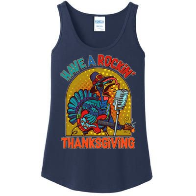 Funny Have A Rockin' Thanksgiving Rocker Turkey Ladies Essential Tank