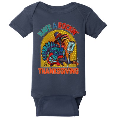 Funny Have A Rockin' Thanksgiving Rocker Turkey Baby Bodysuit