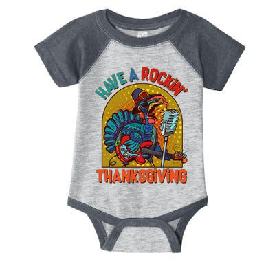 Funny Have A Rockin' Thanksgiving Rocker Turkey Infant Baby Jersey Bodysuit