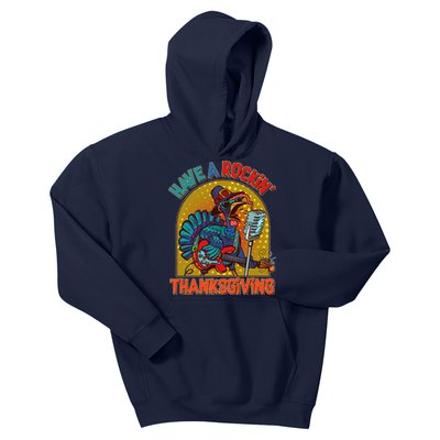 Funny Have A Rockin' Thanksgiving Rocker Turkey Kids Hoodie