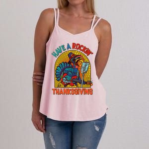 Funny Have A Rockin' Thanksgiving Rocker Turkey Women's Strappy Tank