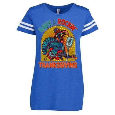 Funny Have A Rockin' Thanksgiving Rocker Turkey Enza Ladies Jersey Football T-Shirt