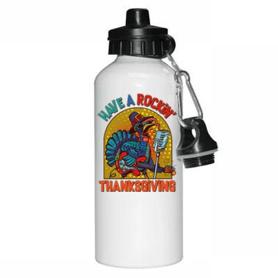 Funny Have A Rockin' Thanksgiving Rocker Turkey Aluminum Water Bottle