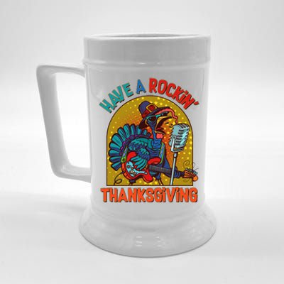 Funny Have A Rockin' Thanksgiving Rocker Turkey Beer Stein