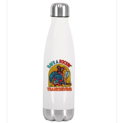 Funny Have A Rockin' Thanksgiving Rocker Turkey Stainless Steel Insulated Water Bottle