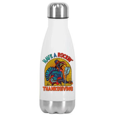 Funny Have A Rockin' Thanksgiving Rocker Turkey Stainless Steel Insulated Water Bottle